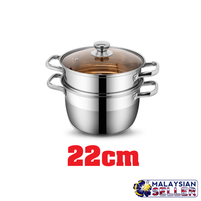 idrop Double Layer Stainless Steel Soup and Steamer Pot [22cm - 24cm]