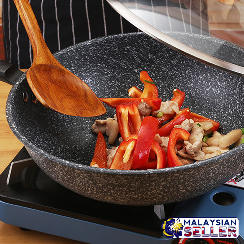 idrop 34CM - GD TRENDY Kitchen Cooking Wok Frying Pan [ Stone Black ]