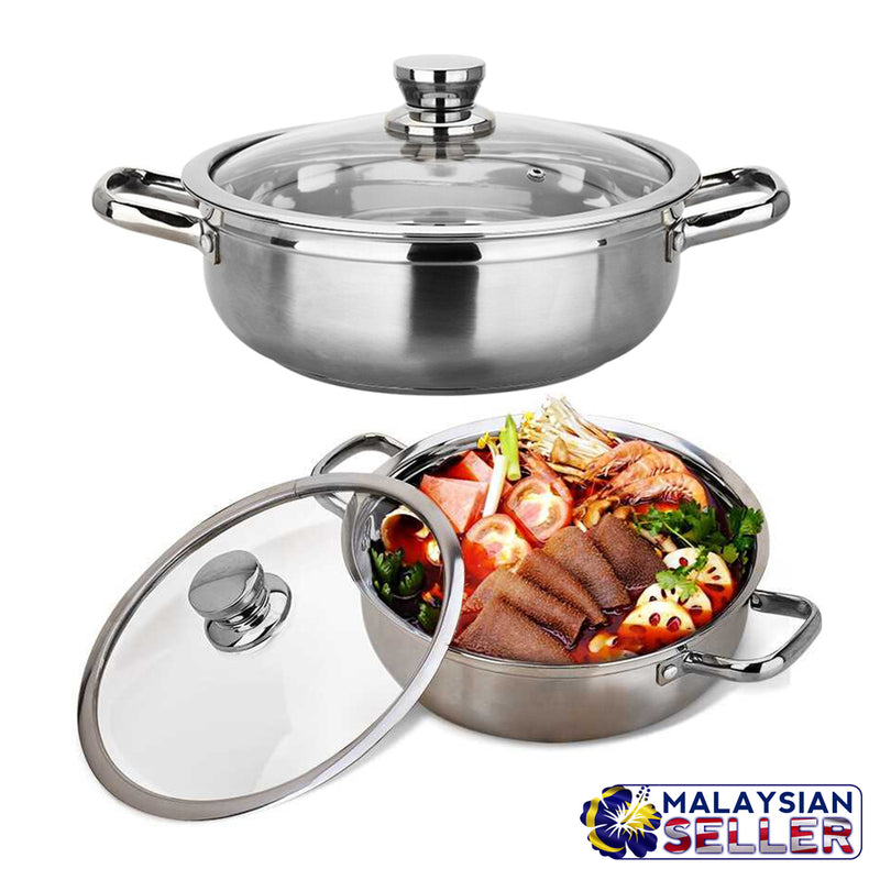 idrop 32CM Kitchen Cooking Hot Pot with Glass Lid
