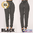 idrop Women's High-Waist Striped Cropped Pants with a Front Tie