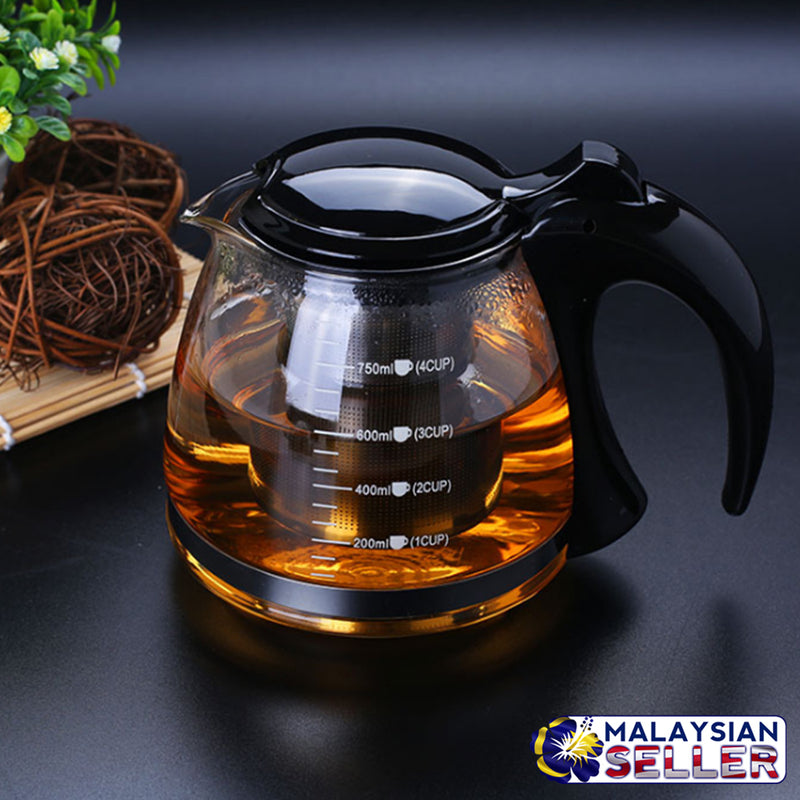 idrop 750ml Glass Tea Pot with Stainless Steel Inner Filter [ JMHA082B ]