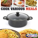 idrop Black Kitchen Cooking Pot with Lid Cover [ 23cm ]
