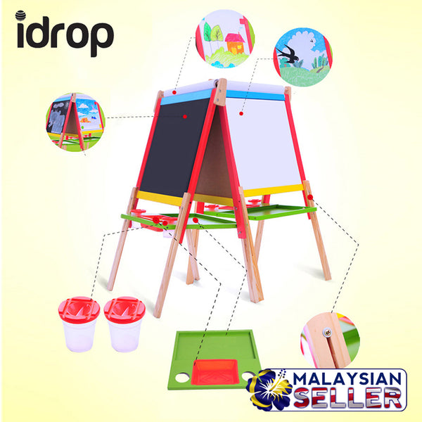 idrop Interactive Children's Education White & Black Board Easel