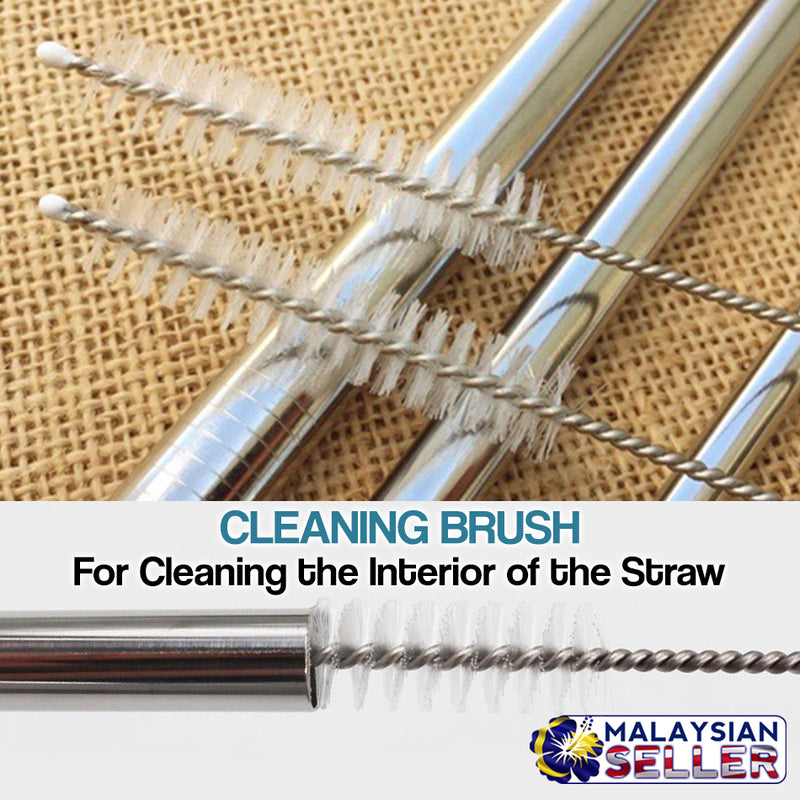 idrop 4pcs Stainless Steel Drinking Straw & Cleaner Brush + Straw Pouch Bag