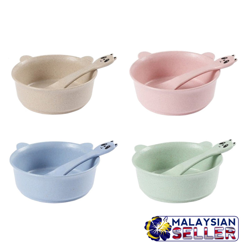 idrop Colorful Wheat Straw Food Bowl & Spoon [ SET OF 2 PCS ] [ RANDOM MIXED COLOR ]