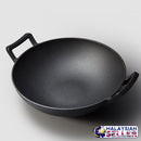 idrop 32CM / 36CM CAST IRON - Wok Cooking Pot with Wooden Lid