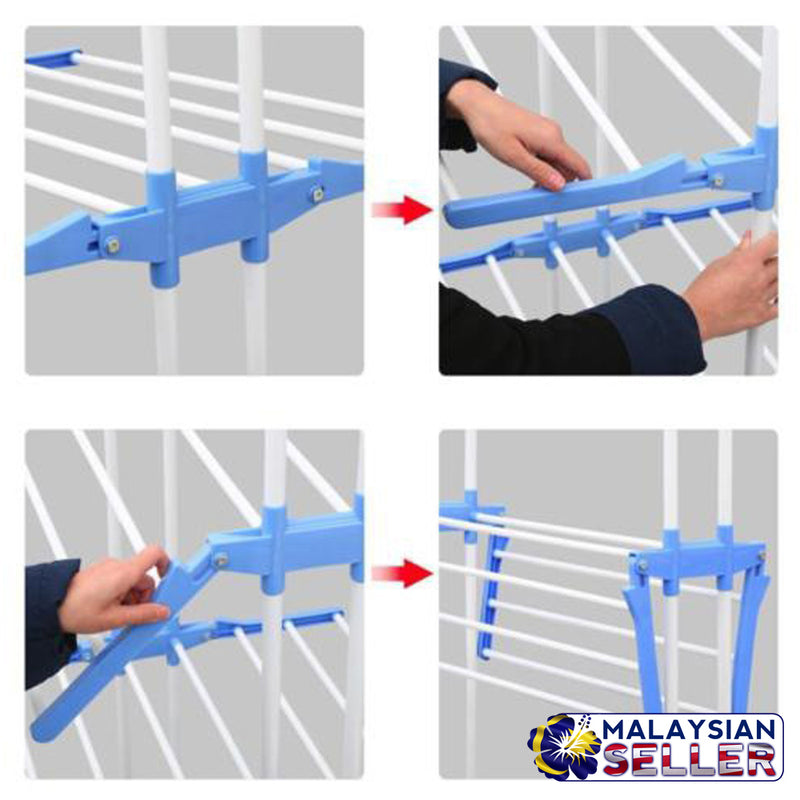 idrop THREE LAYER Foldable Mobile Laundry Clothes Drying Rack With Rotatable Arm Hanger