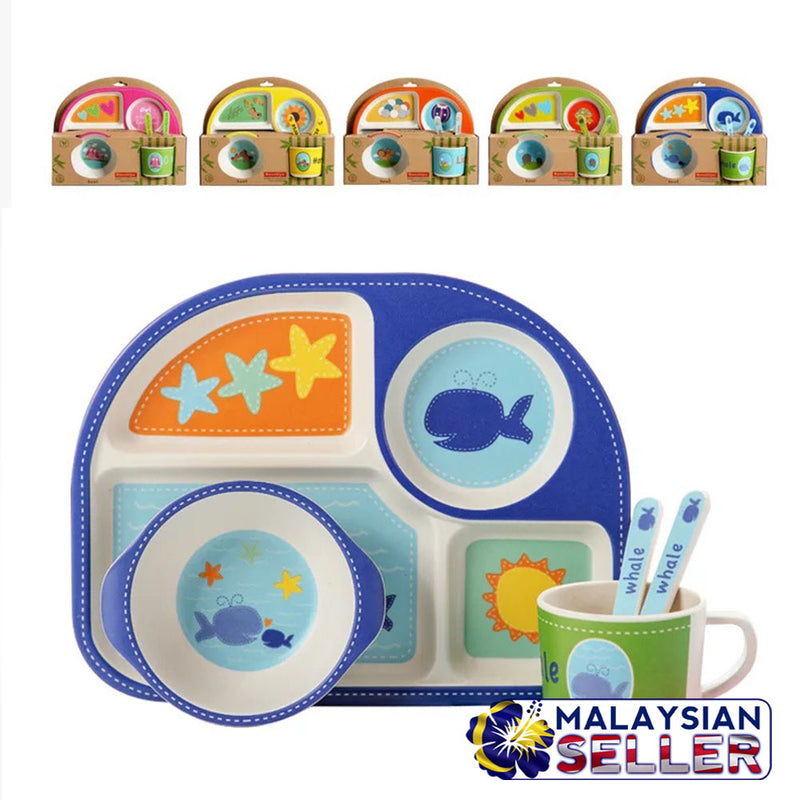 idrop Children's Bamboo Fibre Eating Dining Set [ Plate / Bowl / Cup / Spoon Fork ]