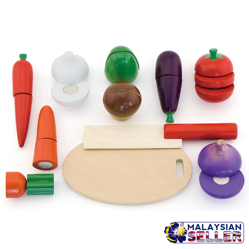 idrop WOOD TOYS - VEGETABLE VEGGIES SET - Children Food Cutting Toy Box Set