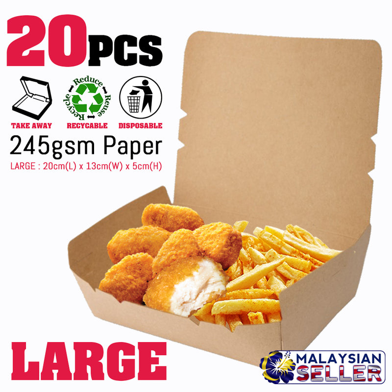 idrop [ 20pcs ] Plain Brown Lunch Box Use Paper [ LARGE / MEDIUM ][ 253gsm + ISPE ]