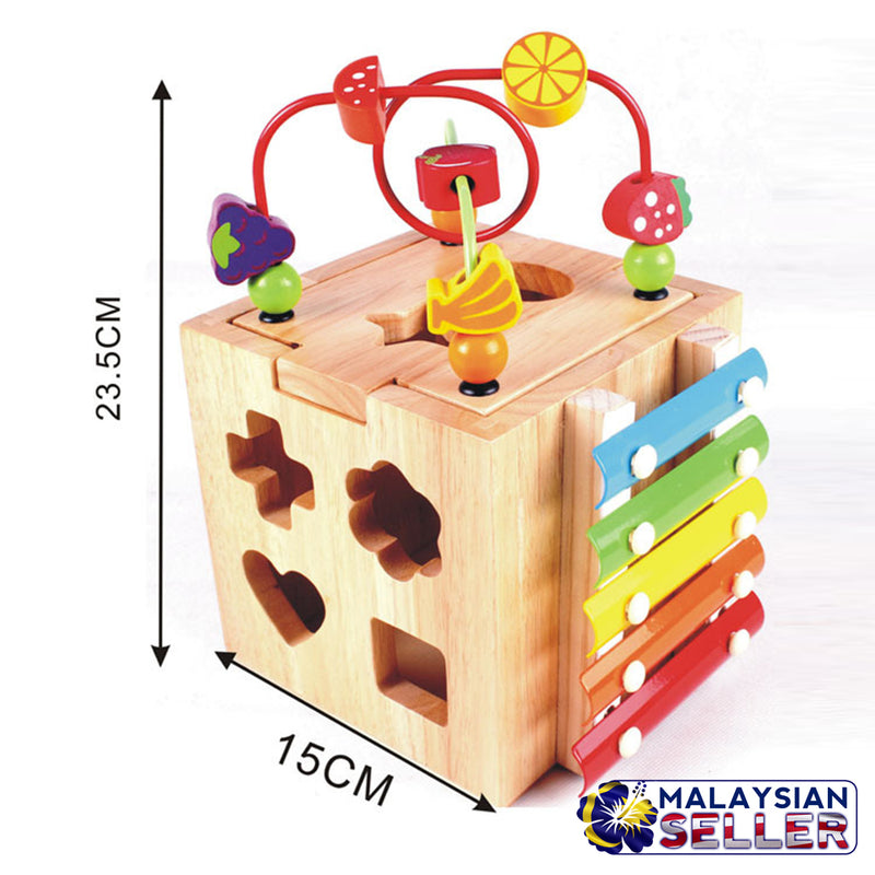 idrop WOOD TOYS - Kids Children Learning Interactive Learning Activity Cube Toy