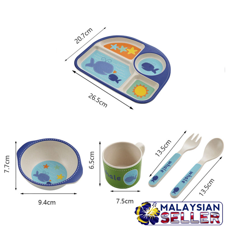 idrop Children's Bamboo Fibre Eating Dining Set [ Plate / Bowl / Cup / Spoon Fork ]