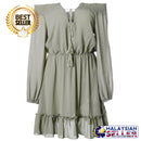 idrop Women's V-Neck Summer Casual Loose Dress