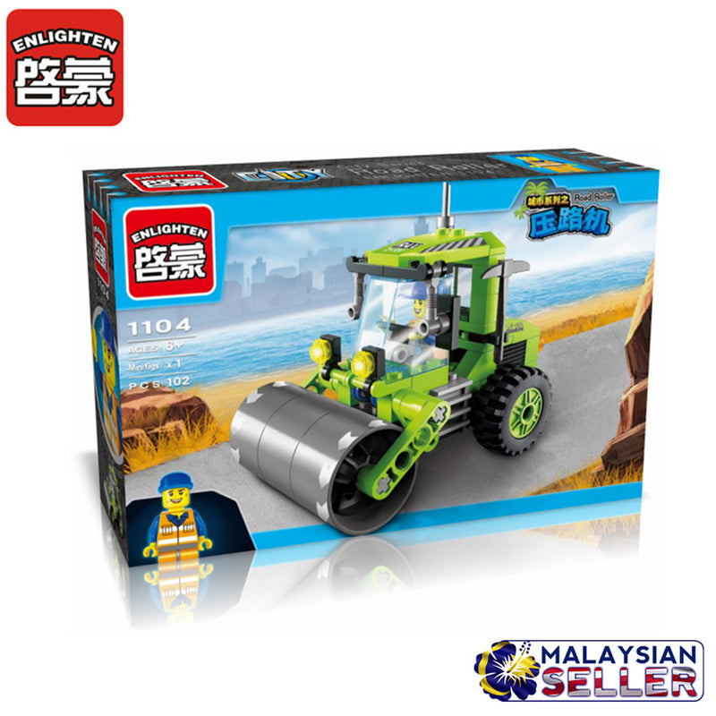 idrop ENLIGHTEN [ ROAD ROLLER ]- City Series Building Block Toy ( 102 pcs )