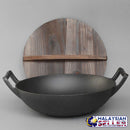 idrop 32CM / 36CM CAST IRON - Wok Cooking Pot with Wooden Lid
