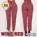 idrop Women's High-Waist Striped Cropped Pants with a Front Tie