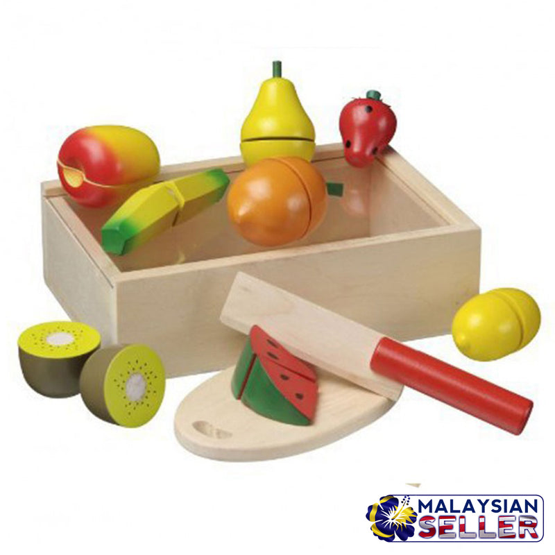 idrop WOOD TOYS - FRUIT SET - Children Food Cutting Toy Box Set