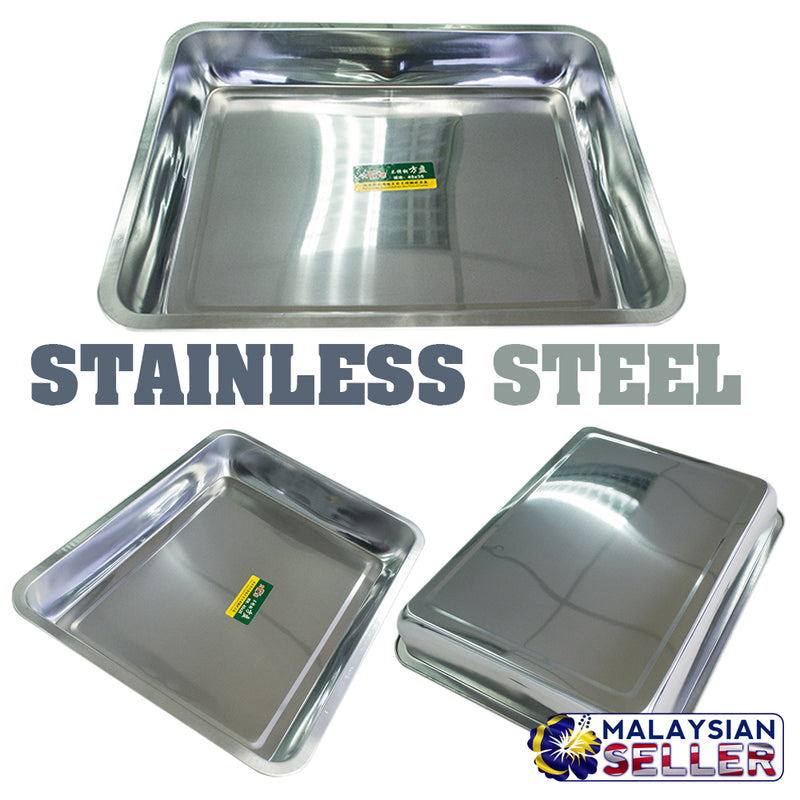 idrop STAINLESS STEEL Food Serving Tray [ 44cm x 34cm ]