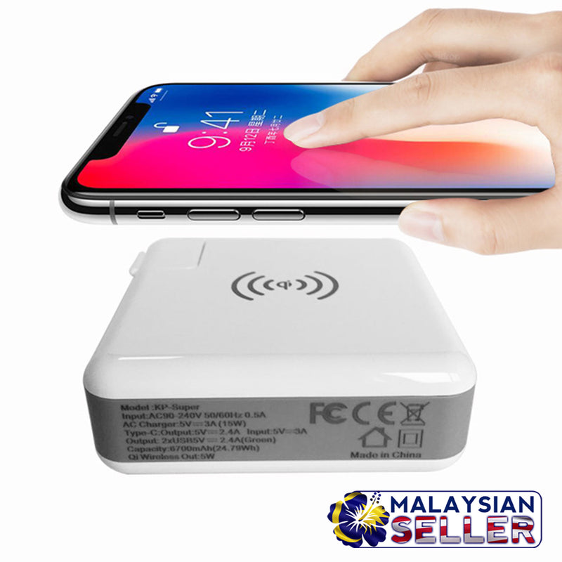 idrop MULTIPLE Travel Charging Powerbank - Qi Wireless & USB Cable Charging