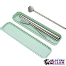 idrop 5pcs Stainless Steel Drinking Straw & Cleaner Brush & Stir Spoon + Straw Box Case