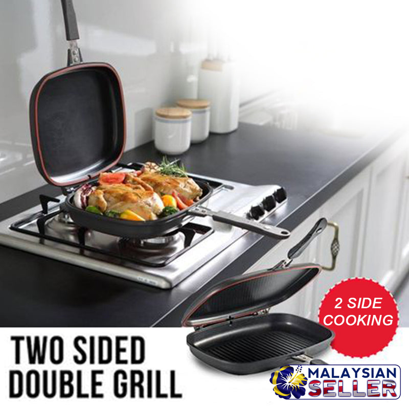 idrop 36CM DOUBLE SIDED FRYING PAN - Kitchen Cooking Pressure Grill Cookware