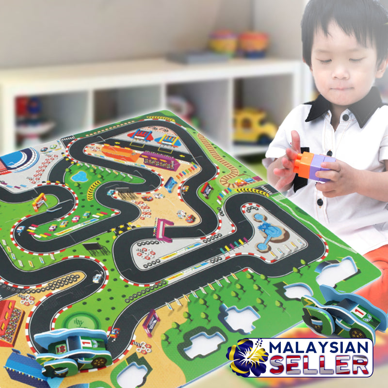 idrop Racing Track with DIY Car Puzzle Mat Foam for Babies Kids Children