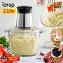 idrop [ 2 IN 1 ] 2 LITER Meat Grinder Blender with Glass Body & Stainless Steel Blade 220V-240V 50Hz [ 250W ] / 2in1 Mesin Pengisar Daging Badan Gelas / 带玻璃机身和不锈钢刀片的绞肉机搅拌机