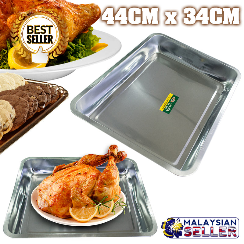 idrop STAINLESS STEEL Food Serving Tray [ 44cm x 34cm ]