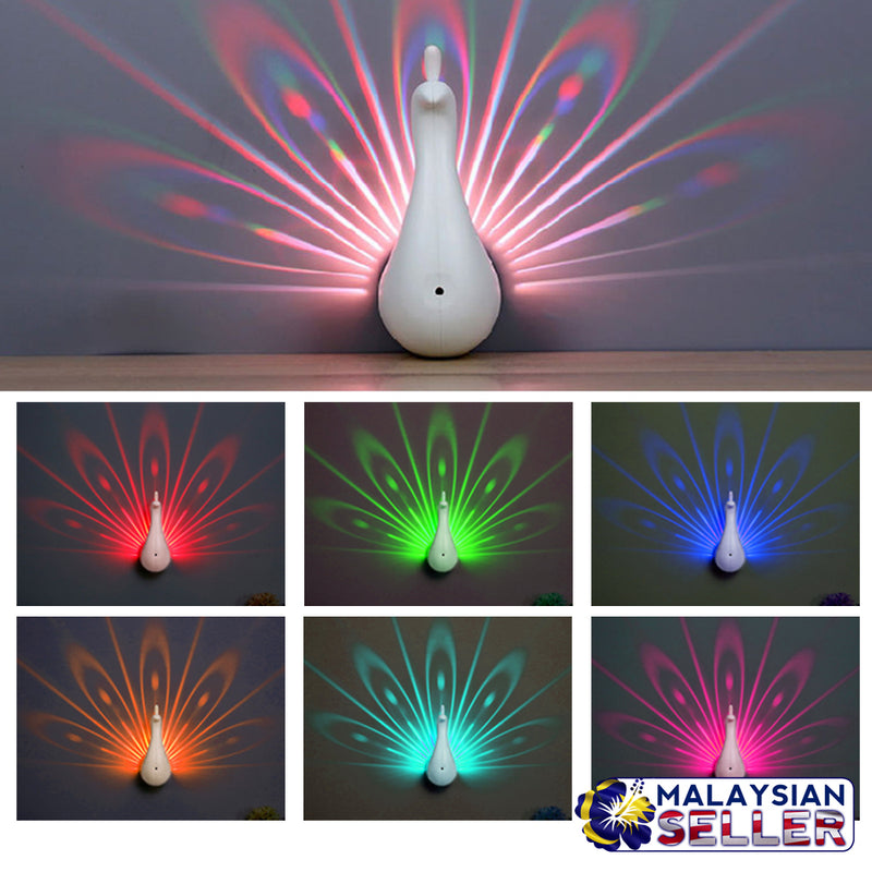 idrop Nightlight Creative Peacock Projection Colorful With  Remote control For Household