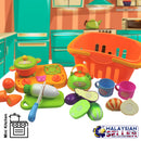 idrop Cutting Fruit Vegetable Toy Pretend Play House Cooking Set for Kids Children