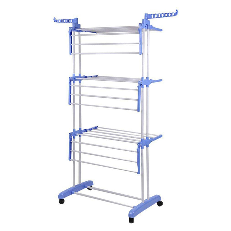 idrop Foldable Stainless Steel Three Layer Laundry Clothes Drying Rack With Hanger