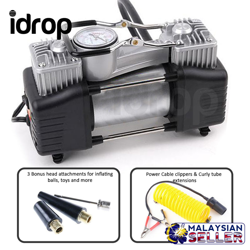 idrop Portable Heavy Duty 2 Cylinder Air Compressor Direct Drive 12V 628-4X4 Pump