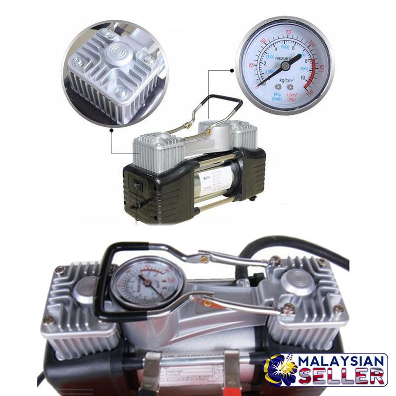idrop Portable Heavy Duty 2 Cylinder Air Compressor Direct Drive 12V 628-4X4 Pump