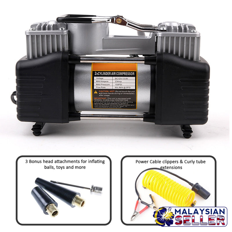 idrop Portable Heavy Duty 2 Cylinder Air Compressor Direct Drive 12V 628-4X4 Pump