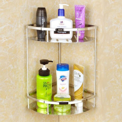 Space Aluminum Double Layer Corner Shelf Bathroom Shelf