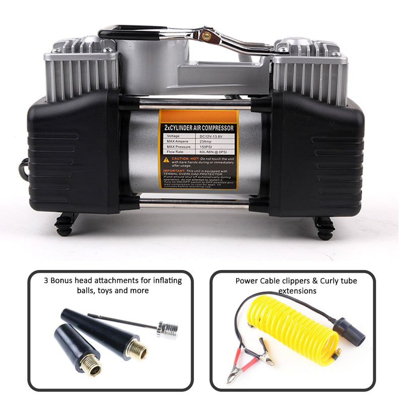 idrop Portable Heavy Duty 2 Cylinder Air Compressor Direct Drive 12V 628-4X4 Pump