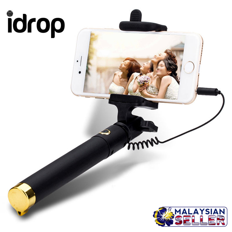 idrop Selfie Stick Stretchable Extendable Folding 270° Rotating Wired For Smart Phone Android IOS