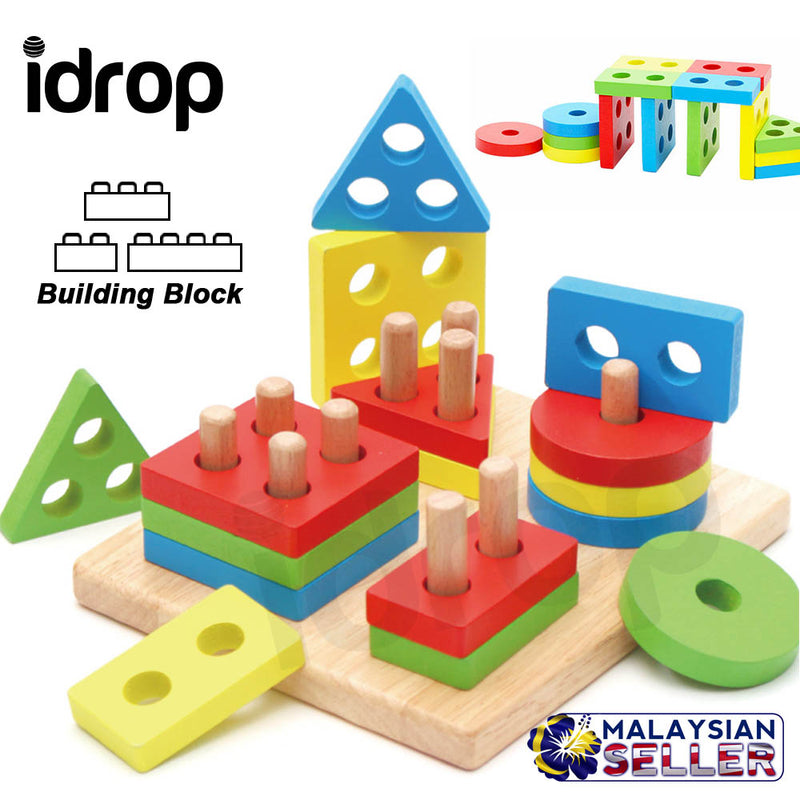 idrop Wooden Shape Building Blocks Kids Toys For Child Legos Figures