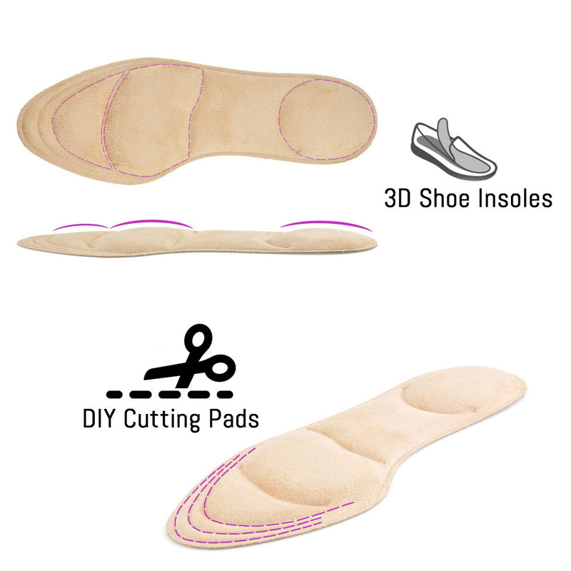 idrop Ladies Feet Heels Sponge 3D Shoe Insoles with Pads DIY Cutting