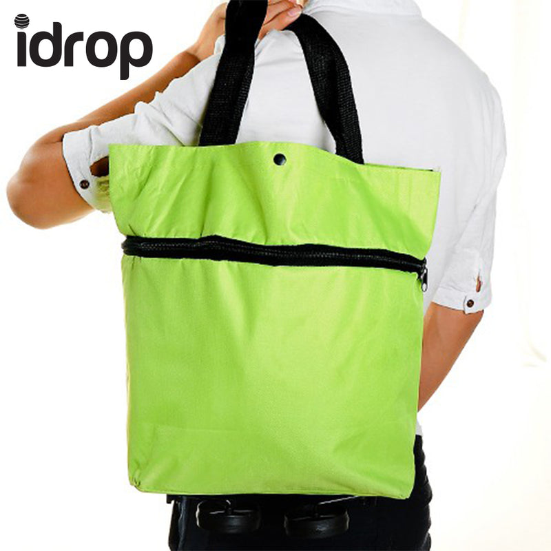 idrop Portable Multi-Function Foldable Eco Bags Shopping Trolley Cart Handbag with Wheels