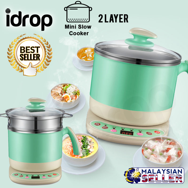 idrop Multifunction Electric 2 Layer Mini Slow Cooker for Kitchen Tools