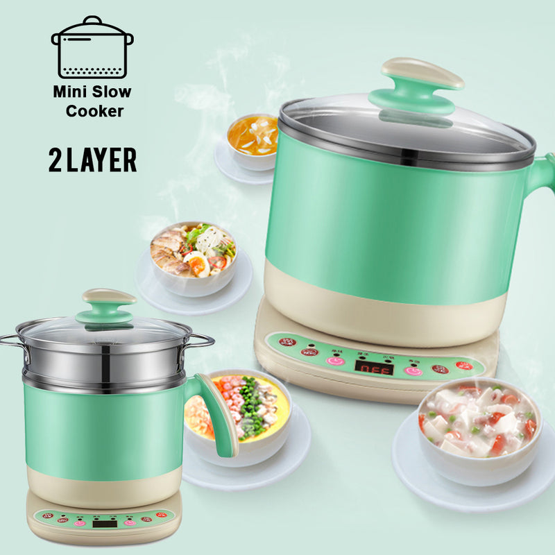 idrop Multifunction Electric 2 Layer Mini Slow Cooker for Kitchen Tools