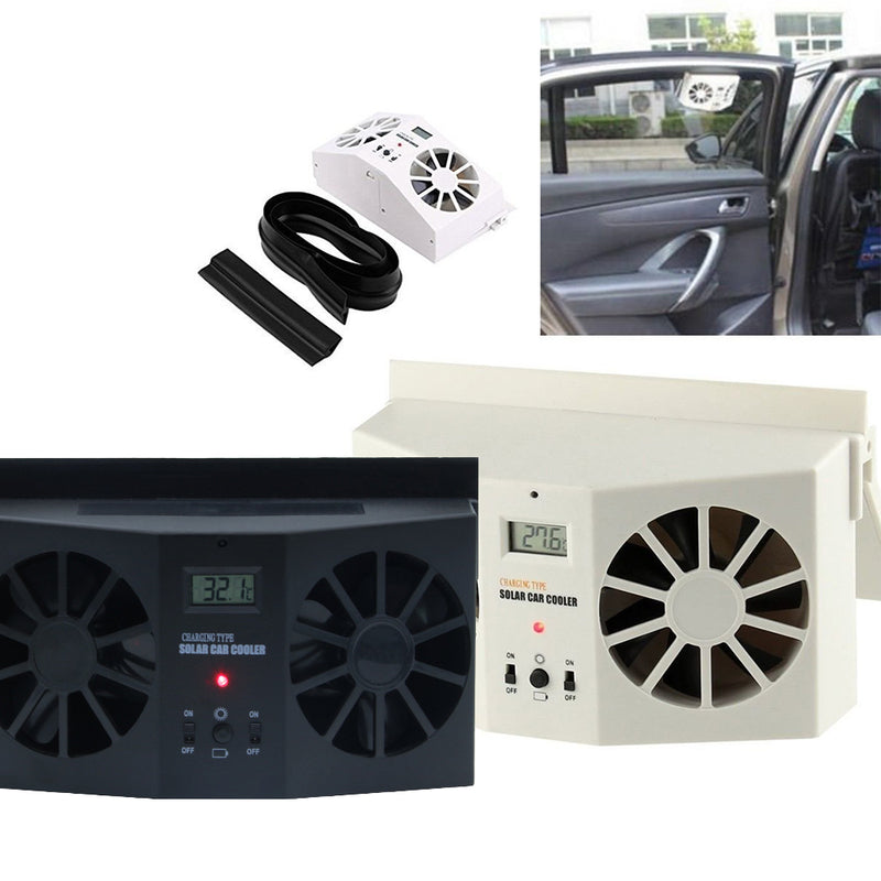 idrop Solar Power Car Cooler Window Windshield Exhaust Dual Fan System Cooler