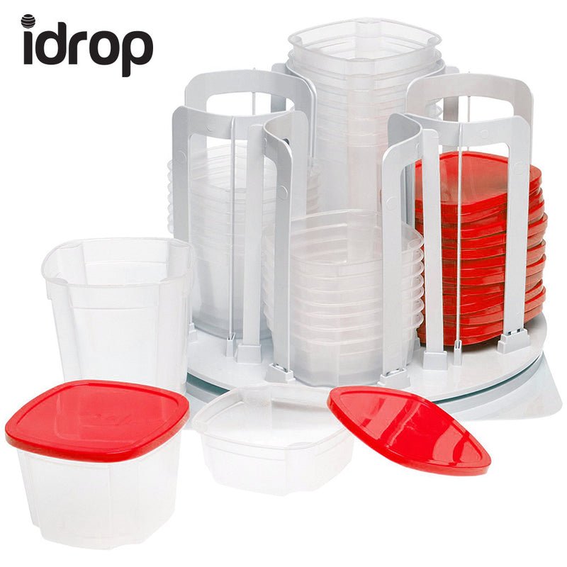 idrop 49 Piece Set Storage Spinner Food Storage & Carousel (Red)