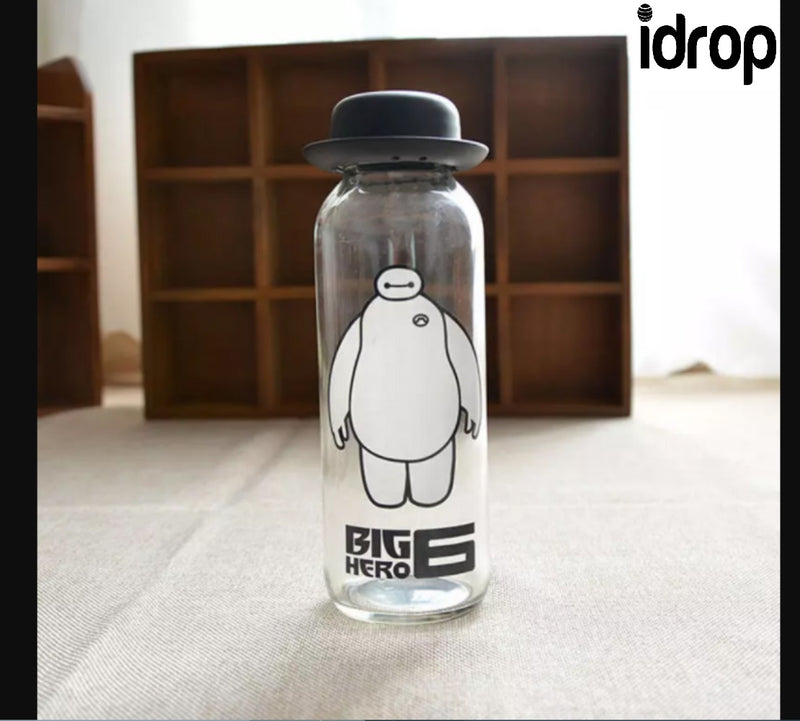 Idrop 400ML Cute Cartoon Glass Water Bottle [Send By Randomly design]