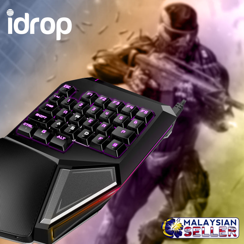 idrop T9 Plus 29 Keys Hand USB Wired Gaming Keyboard 7 Color LED Backlit light