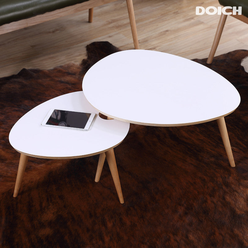 Japanese Modern Style Solid Wood Triangular Table Set