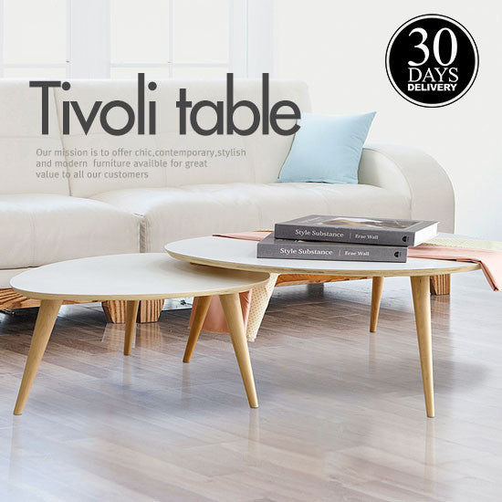Japanese Modern Style Solid Wood Triangular Table Set