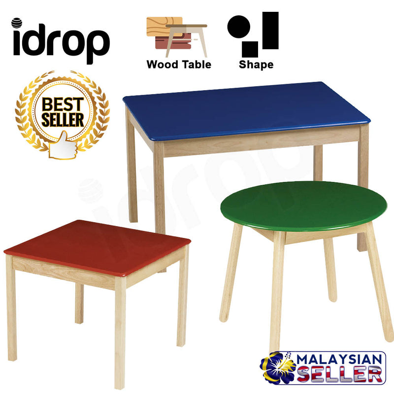 idrop Classic Kids Children Shape Wood Table for Round, Square, Rectangle