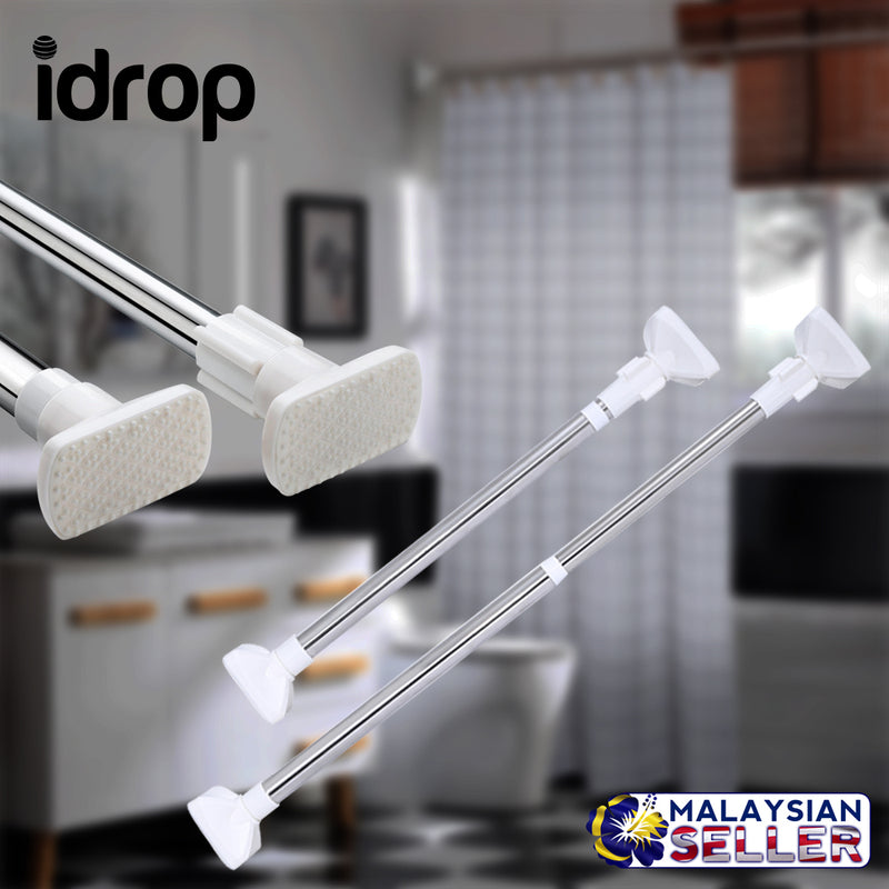 idrop Bathroom Shower Curtain Telescopic Rod Racks